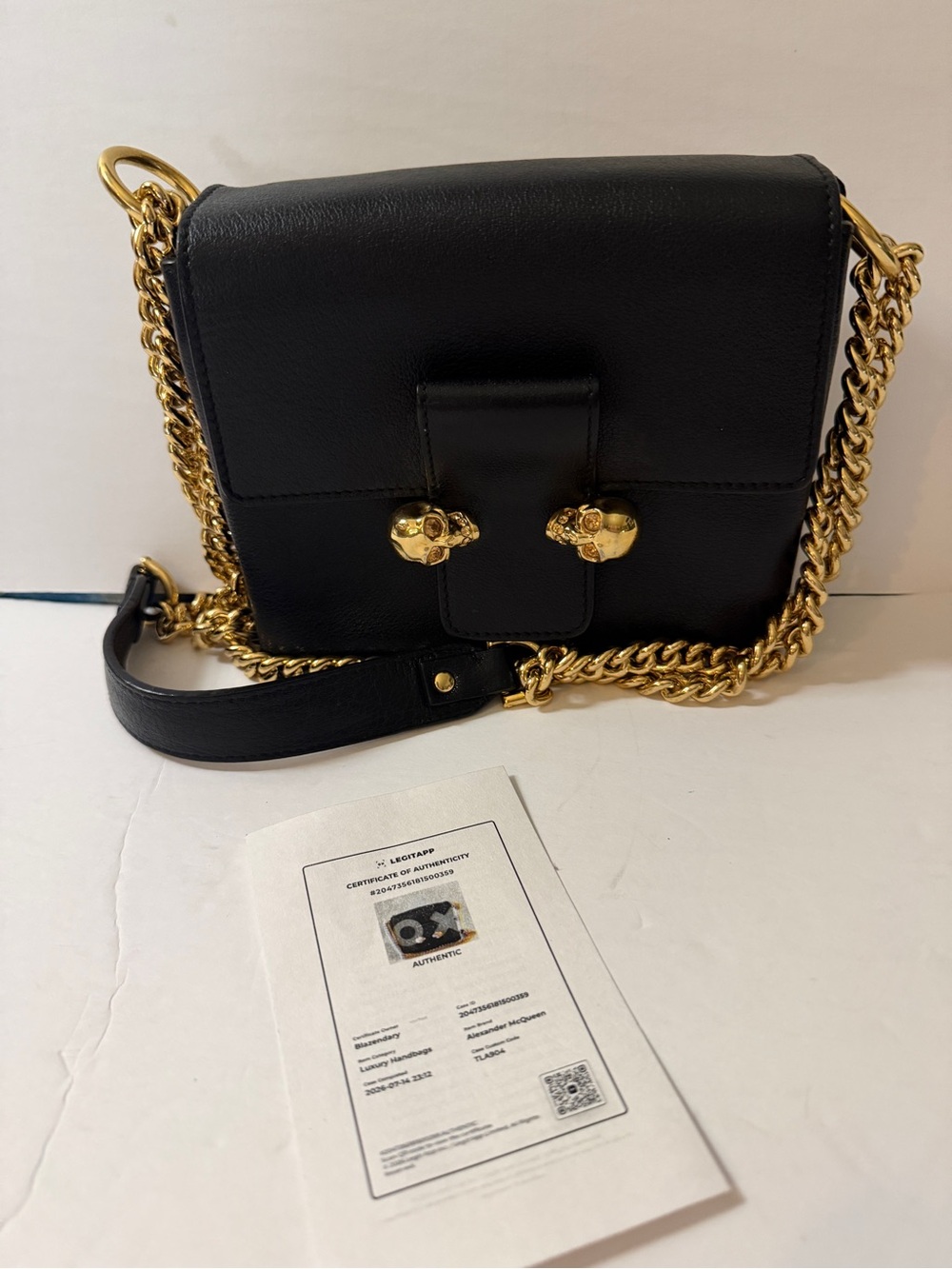 Authentic Black Leather Alexander McQueen Twin Chain Crossbody